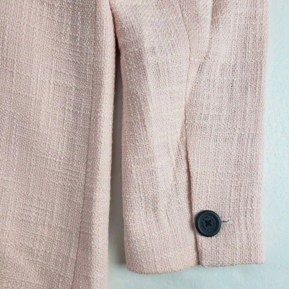 Karl Lagerfeld Tweed Jacket Womens 8 Pink Peach Button Front Mid Length Blazer - Picture 7 of 11